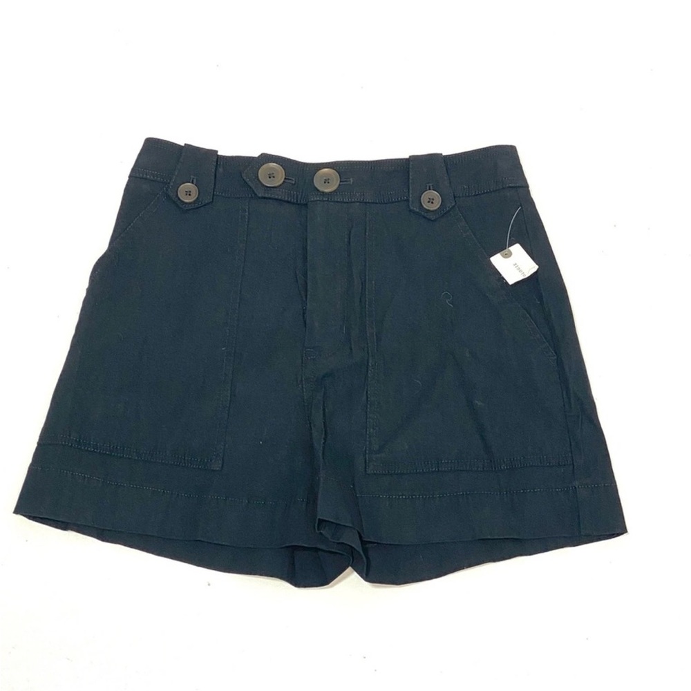 Anthropologie Maeve Classic High Rise Black Shorts Deep Pockets, Buttons